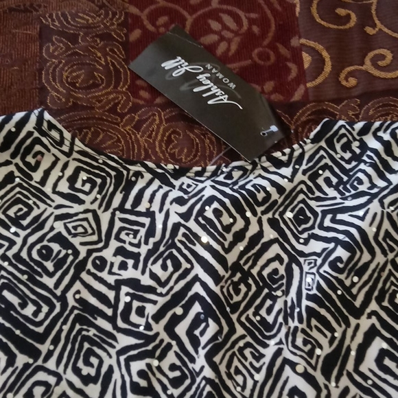 NWT ASHLEY JILL 2X BLOUSE BLK/WHT WOMENS ✨ SEQUINS - Picture 12 of 12
